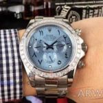 Perfect Replica Rolex Oyster Bracelet Daytona Stainless Steel Diamond Bezel Ice Blue Dial 43mm Watch